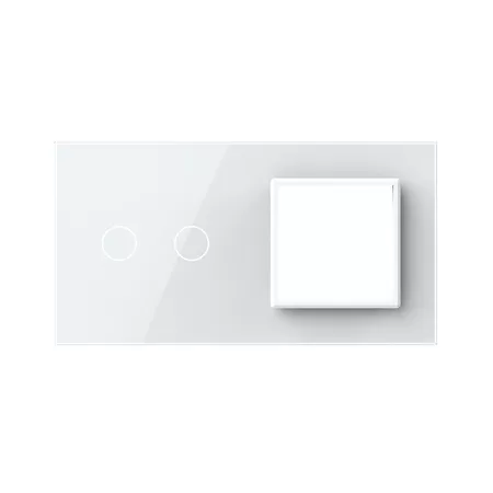 Рамка для сенсорных выключателей двойная, 2 клавиши, 1 розетка (2-0) белая